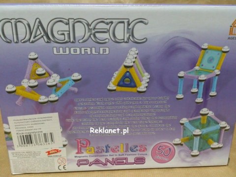 KLOCKI MAGNETYCZNE MAGNETIC WORLD PASTELLES 50 elem.