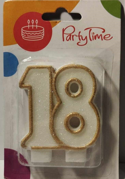 ŚWIECZKA URODZINOWA 2-CYFROWA, BROKATOWA ZŁOTA, 6cm