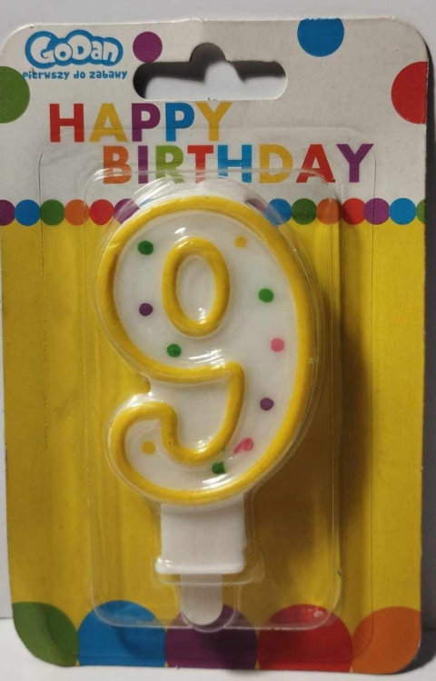 ŚWIECZKA URODZINOWA CYFRA 6,5cm Z KROPECZKAMI