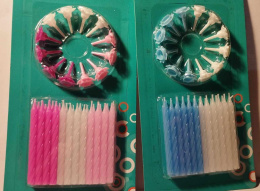 ŚWIECZKI URODZINOWE NA TORT 24 SZTUKI Z PODSTAWKAMI