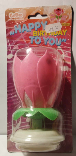 TAŃCZĄCA ŚWIECZKA URODZINOWA GRAJĄCA. OBRACAJĄCY SIĘ KWIAT, 8 KNOTÓW