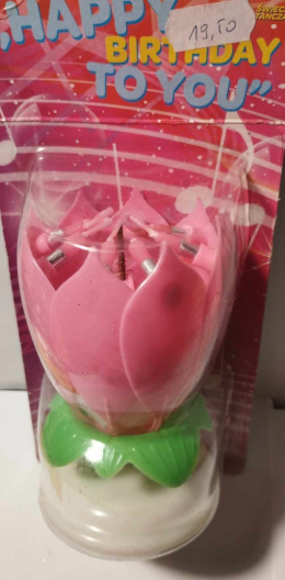 TAŃCZĄCA ŚWIECZKA URODZINOWA GRAJĄCA. OBRACAJĄCY SIĘ KWIAT, 8 KNOTÓW