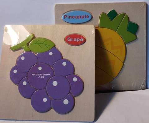 UKŁADANKA DREWNIANA DLA MALUSZKA. DREWNIANE PUZZLE OWOCE