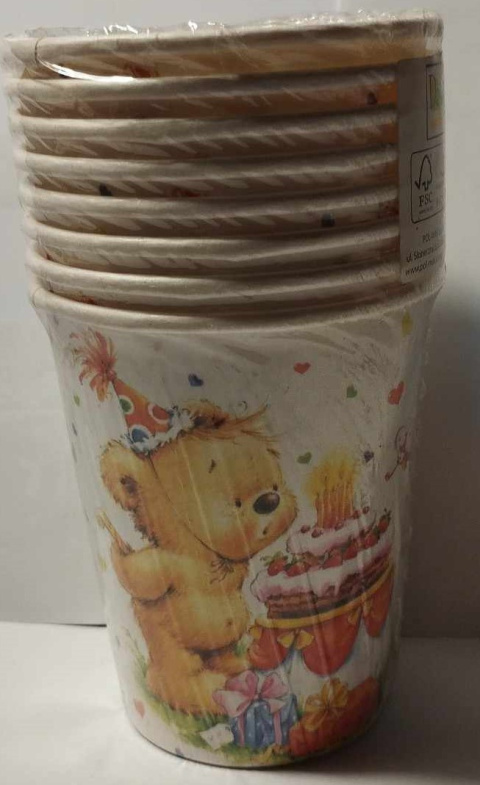 KUBKI URODZINOWE DLA DZIECI I NIE TYLKO, OP 8 SZT