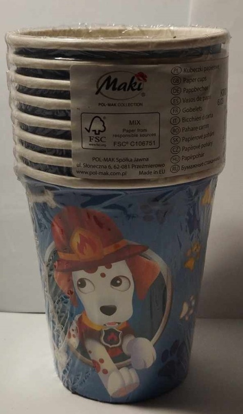 KUBKI URODZINOWE DLA DZIECI I NIE TYLKO, OP 8 SZT