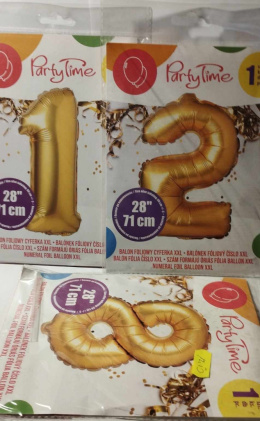 PARTY TIME - BALON FOLIOWY NA HEL CYFRA, 71cm. ZŁOTY (28``)