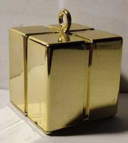 OBCIĄŻNIK DO BALONÓW Z HELEM W KSZTAŁCIE PREZENTU. ZŁOTY.