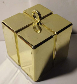 OBCIĄŻNIK DO BALONÓW Z HELEM W KSZTAŁCIE PREZENTU. ZŁOTY.