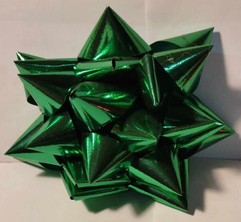 DUŻA KOKARDA PREZENTOWA DO NAKLEJENIA NA PREZENT. BŁYSZCZĄCA ROZETA, ŚR. 15cm