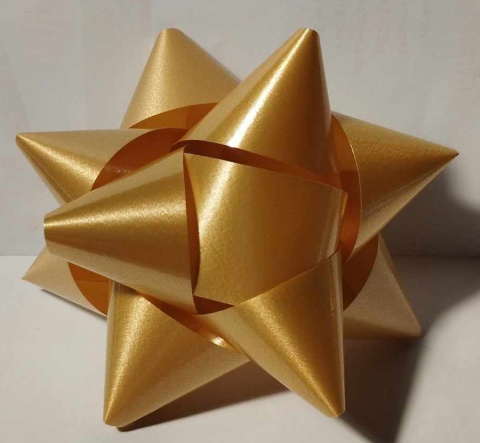 KOKARDA PREZENTOWA DO NAKLEJENIA NA PREZENT. METALICZNA ROZETA, ŚR. 10cm