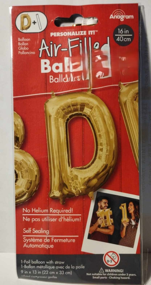 BALON LITERKA ZŁOTA 16`` - 40cm