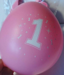 GUMOWY BALON NA ROCZEK. BALON Z CYFRĄ "1" I GWIAZDKAMI