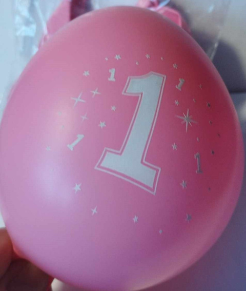 GUMOWY BALON NA ROCZEK. BALON Z CYFRĄ "1" I GWIAZDKAMI