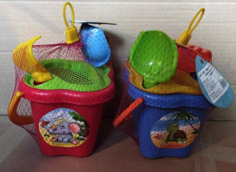 KOMPLET DO PIASKU WIADERKO 11,5cm , GRABKI, ŁOPATKA, Z SITKIEM